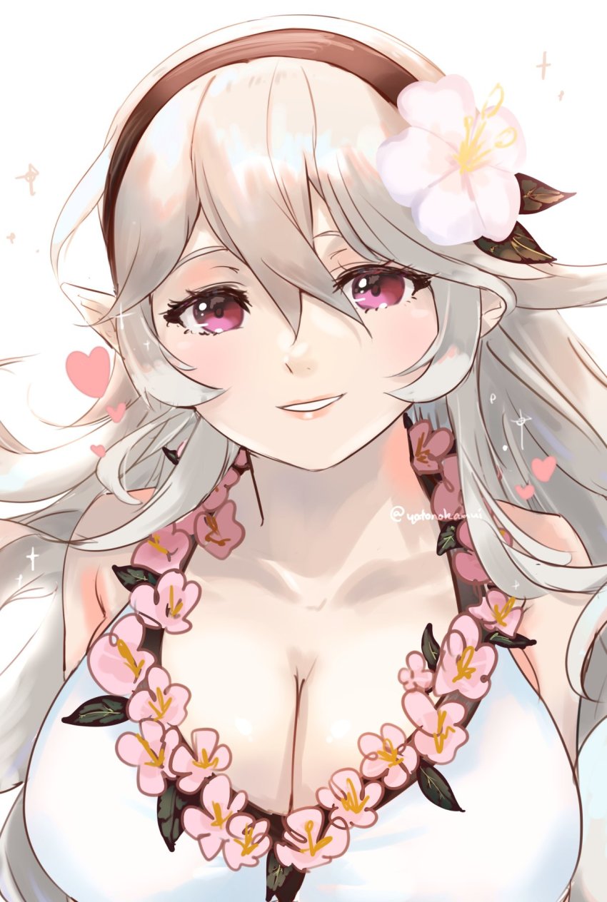1girl, bikini, black_headband, breasts, cleavage, commentary_request, female_corrin_(fire_emblem), female_corrin_(novice_vacationer)_(fire_emblem)