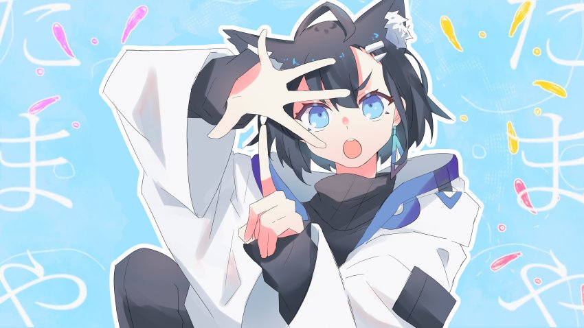 1girl, absurdres, ahoge, amemachi_hanabi, amemachi_hanabi_(artist), animal_ear_fluff, animal_ears, black_hair
