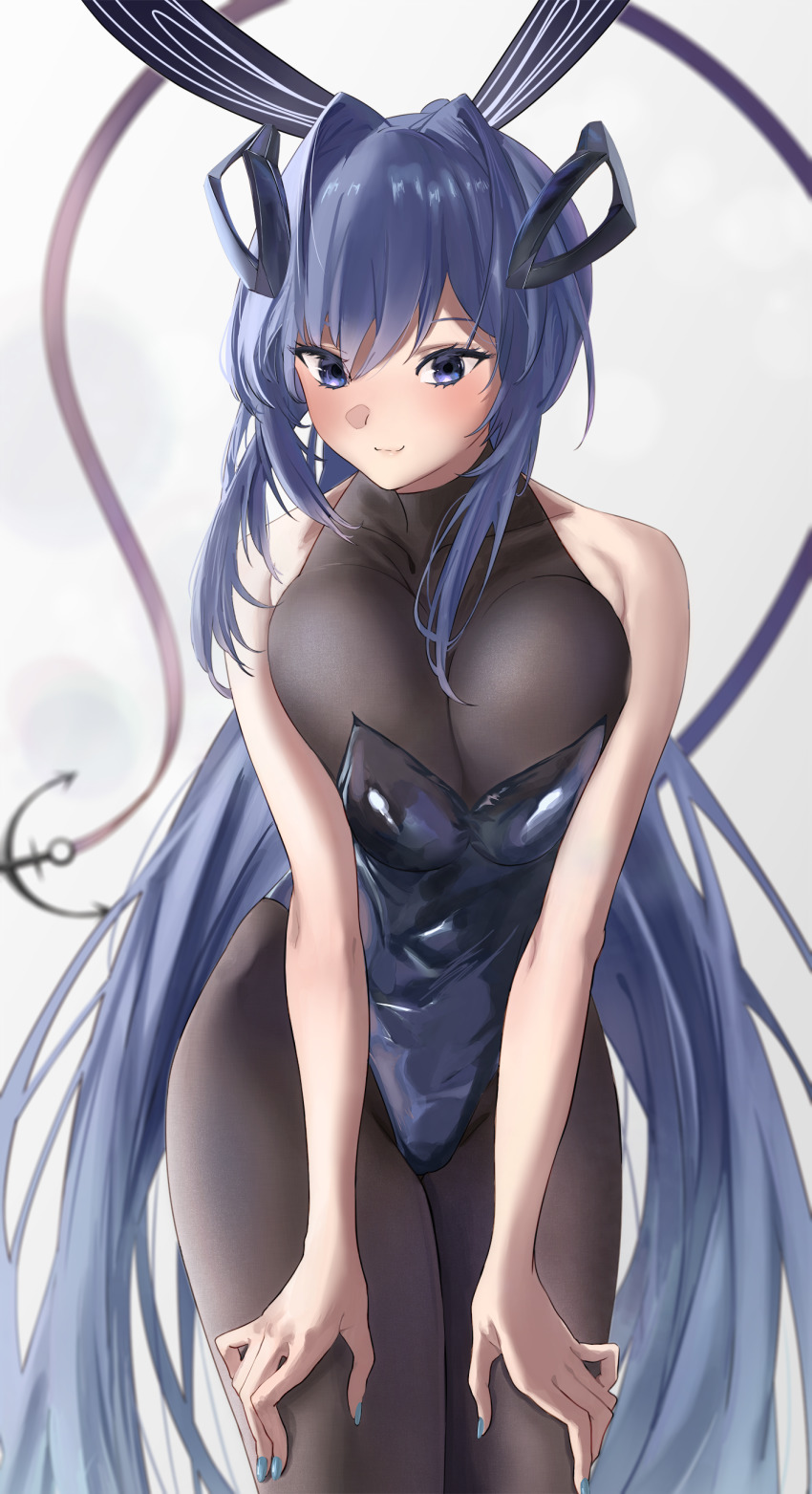 1girl, absurdly_long_hair, absurdres, anchor_ornament, animal_ears, aqua_nails, azur_lane, bare_shoulders