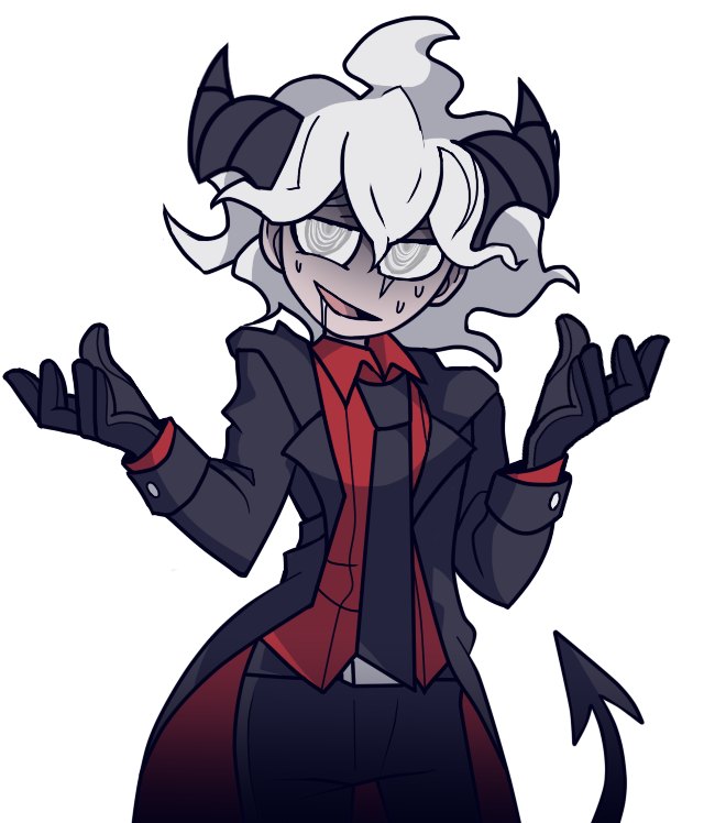 1boy, beelzebub_(helltaker), beelzebub_(helltaker)_(cosplay), bini_(xocolatl_501), black_gloves, black_horns, black_jacket, black_neckwear