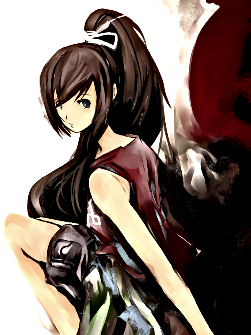 00s, 1girl, bad_id, bad_pixiv_id, brown_hair, female_focus, hair_ribbon, highres