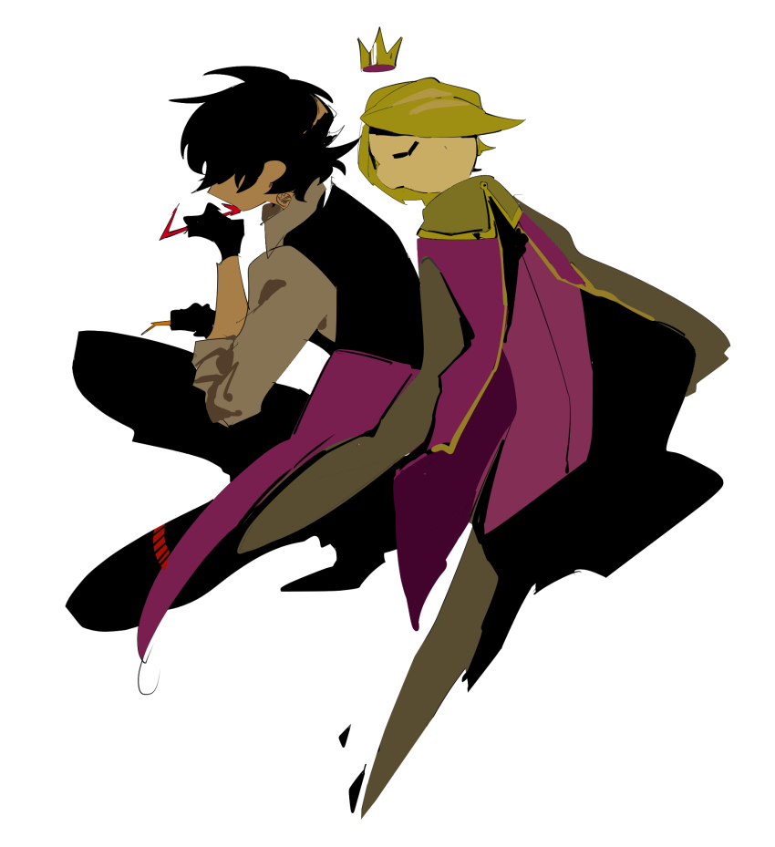 1boy, 1girl, androgynous, apios, bad_id, bad_pixiv_id, black_footwear, black_gloves