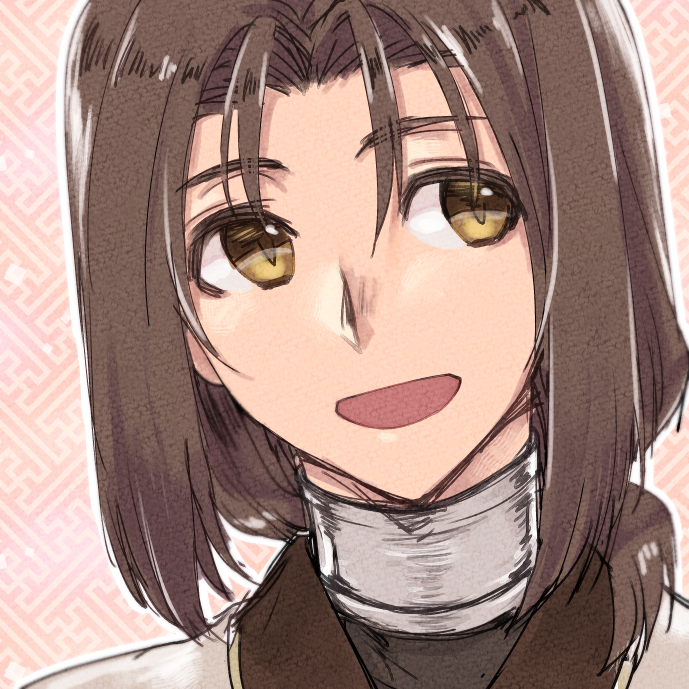 1boy, aquaplus, brown_eyes, brown_hair, haku_(utawarerumono), long_hair, looking_to_the_side, menndaiko