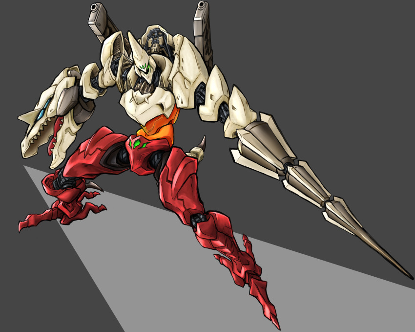 absurdres, dino_getter, dino_getter-2, drill, getter_robo, glowing, glowing_eye, green_eyes