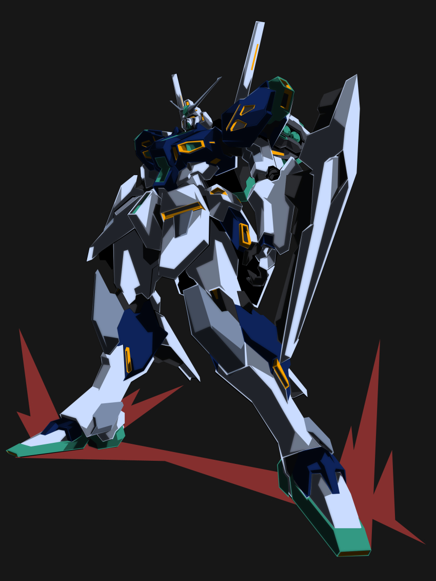 absurdres, beastkingbarbaros, char's_counterattack, grey_background, gundam, gundam_msv, highres, looking_up