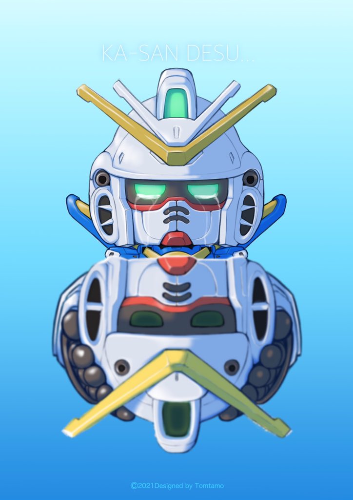 artist_name, blue_background, chibi, crying, glowing, glowing_eyes, green_eyes, gundam