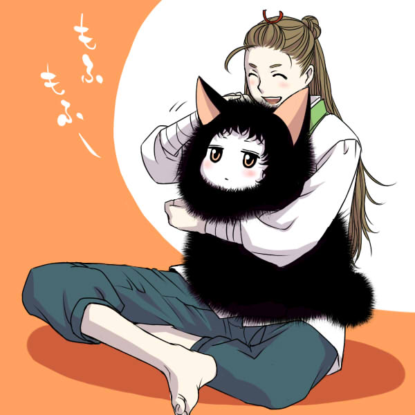 animal_ears, bad_id, bad_pixiv_id, barefoot, brown_hair, chinon, feet, furry