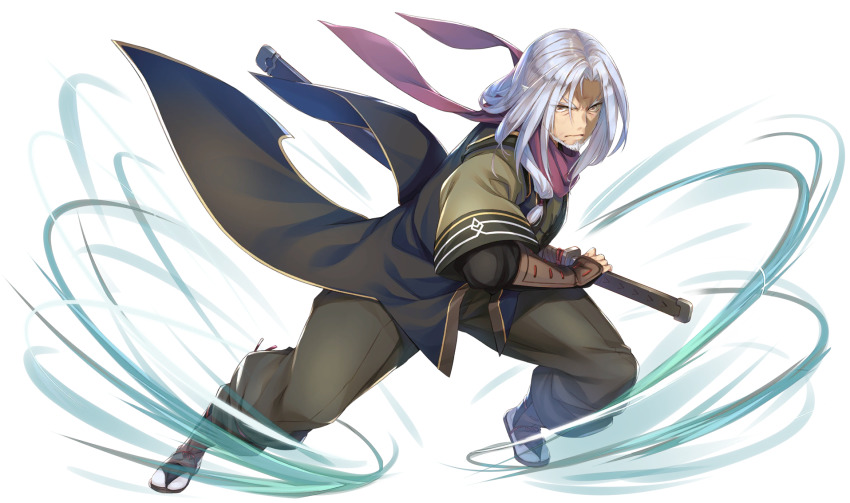 1boy, aged_up, ainu_clothes, animal_ears, aquaplus, beard, brown_eyes, closed_mouth