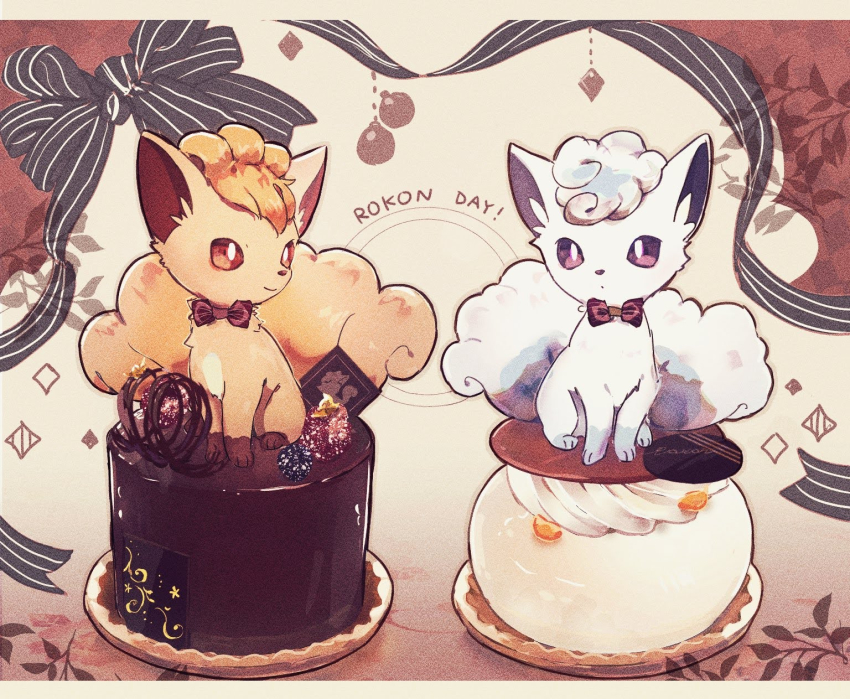 alolan_form, alolan_vulpix, animal, bad_id, bad_pixiv_id, bow, bowtie, brown_eyes