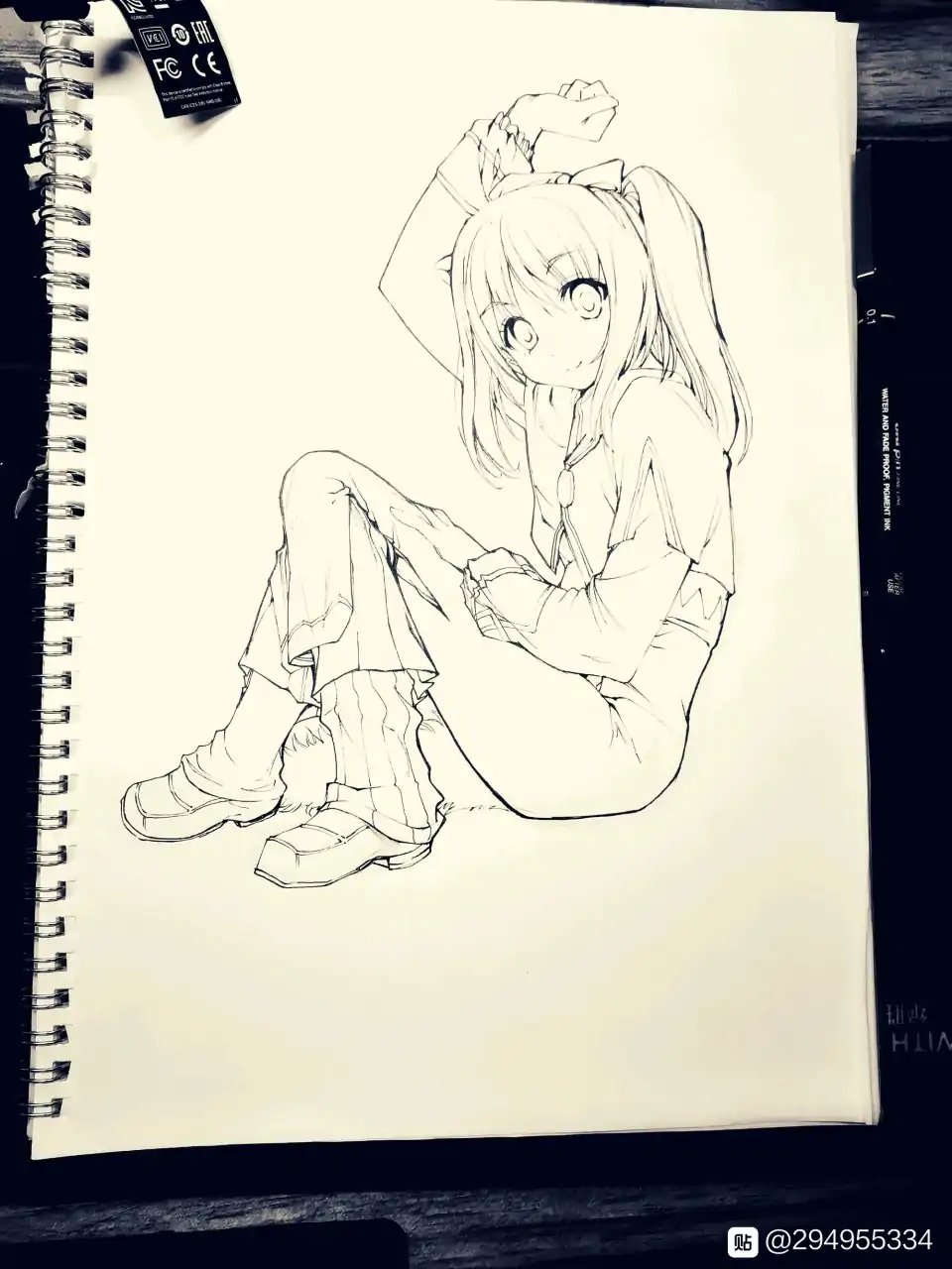 1girl, ainu_clothes, aquaplus, arm_above_head, arm_up, bcm, breasts, closed_mouth