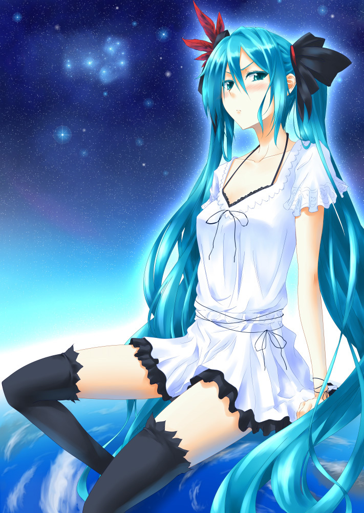 1girl, aqua_eyes, aqua_hair, black_thighhighs, blush, duplicate, female_focus, hatsune_miku