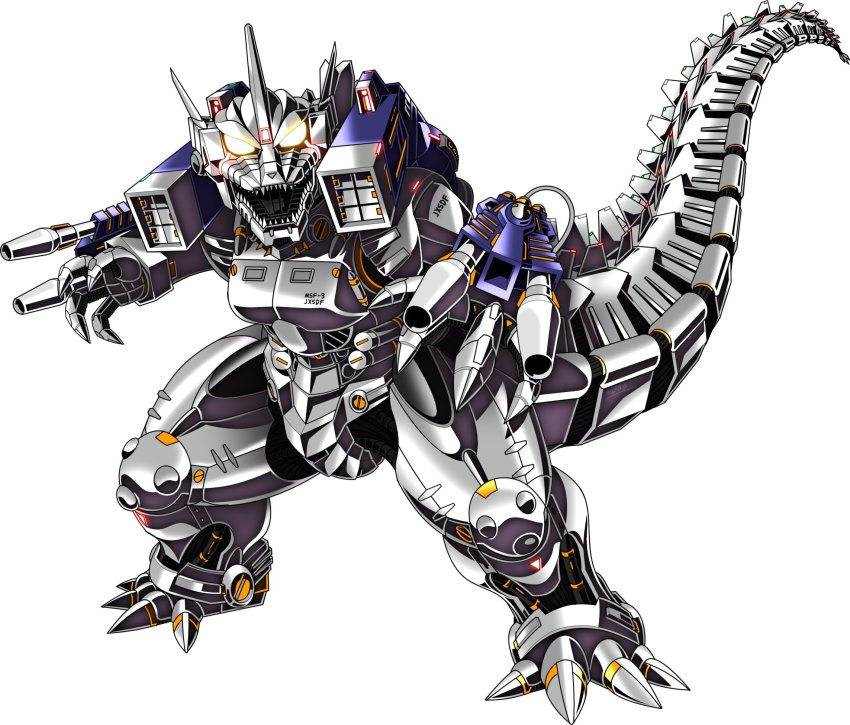 ammunition_backpack, arm_cannon, chibi, cyborg, directed-energy_weapon, energy_cannon, energy_weapon, glowing