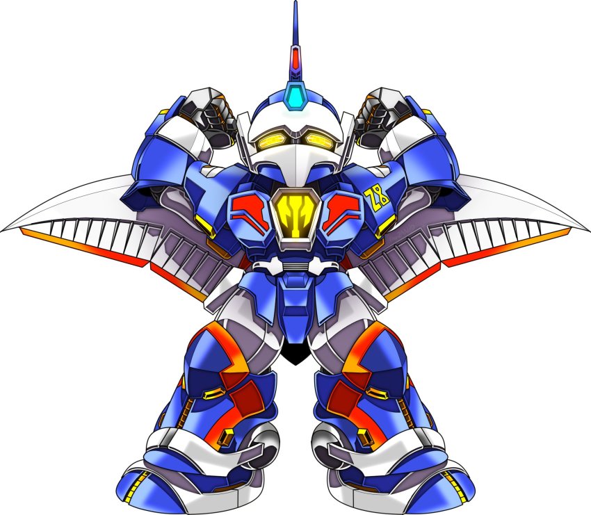 chibi, clenched_hands, commission, glowing, glowing_eyes, heyzan, highres, mecha