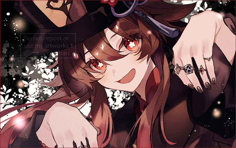 1girl, bad_id, bad_twitter_id, bead_bracelet, beads, black_hat, black_nails, bracelet