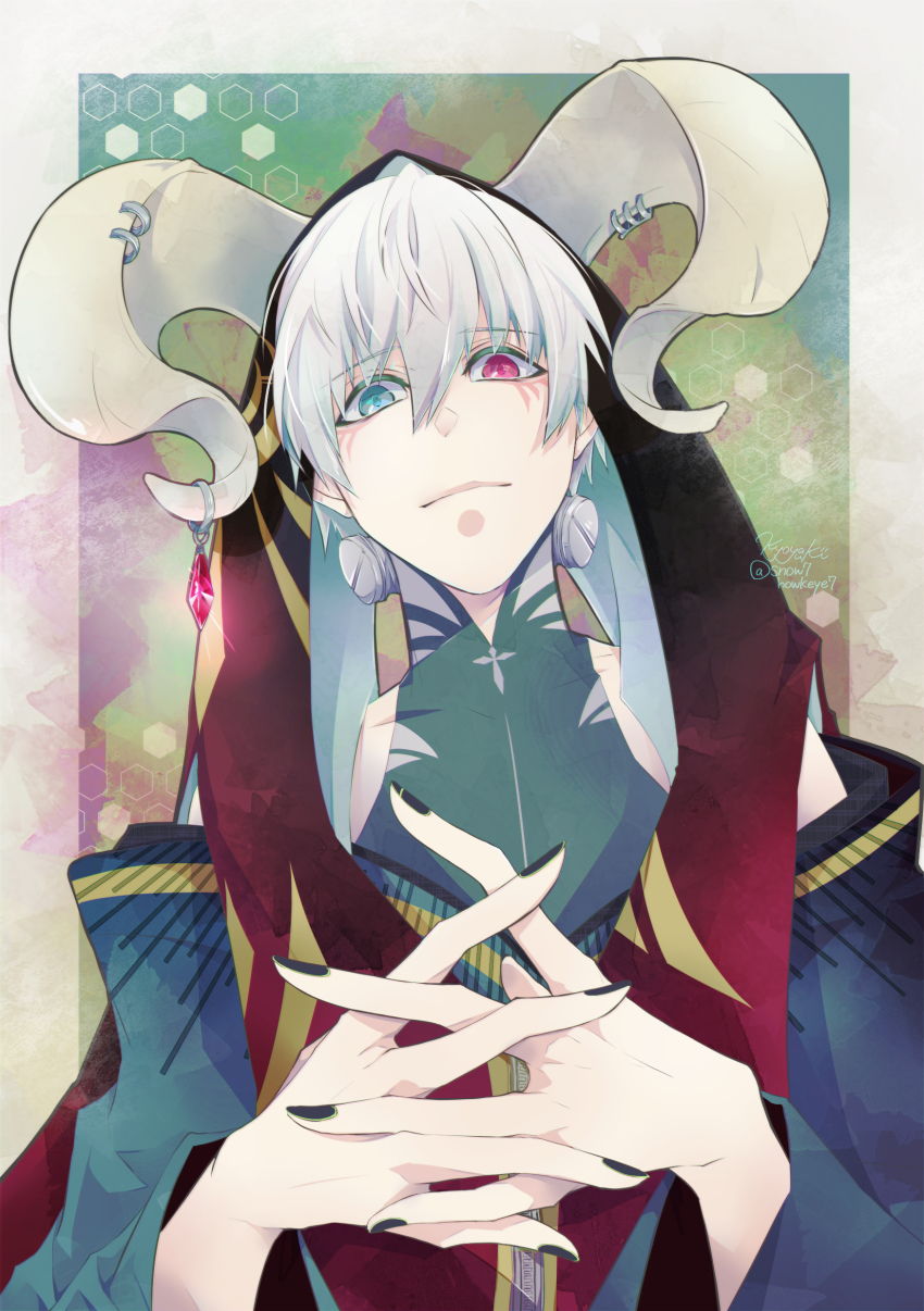 1boy, absurdres, alternate_costume, black_bodysuit, black_nails, bodysuit, closed_mouth, commentary_request