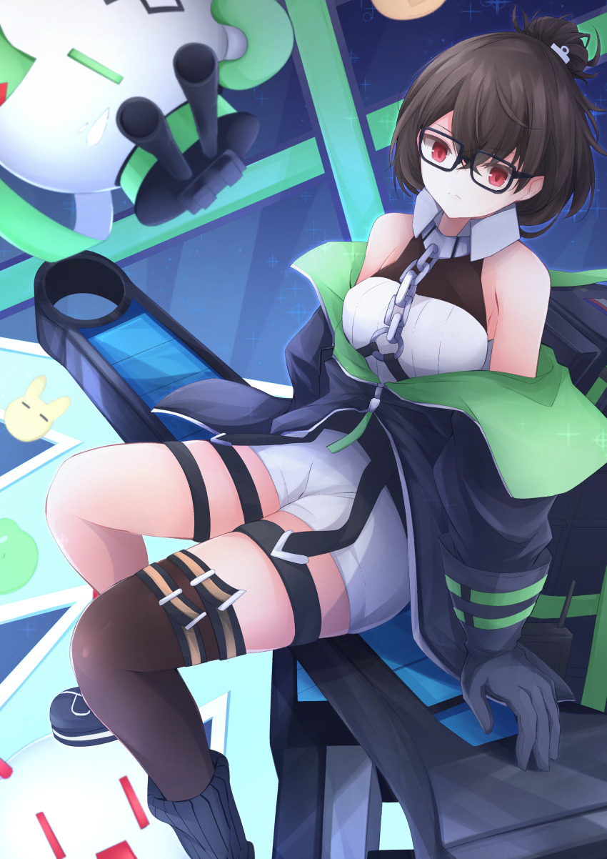 1girl, absurdres, asymmetrical_legwear, azur_lane, bare_shoulders, black_coat, black_gloves, breasts