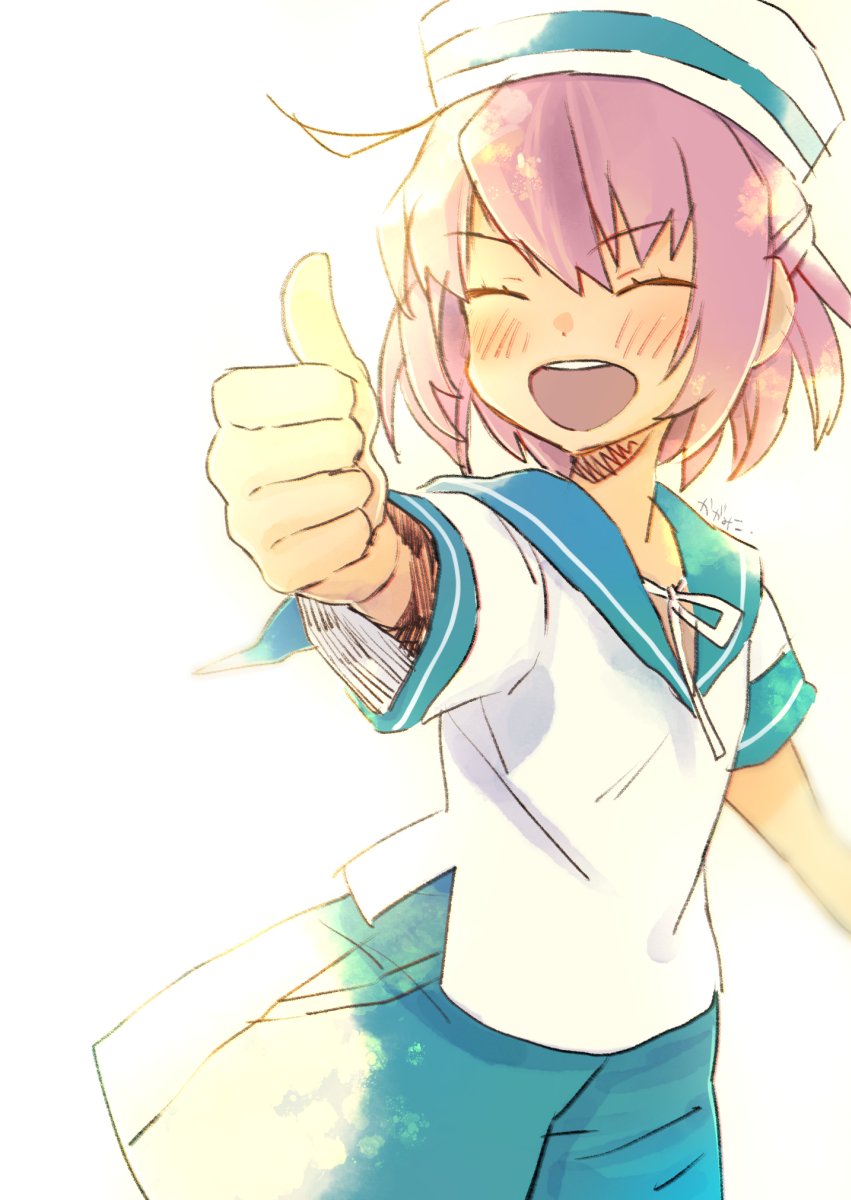 1girl, alternate_costume, blue_skirt, collarbone, flat_chest, gundam, gundam_build_divers, hat