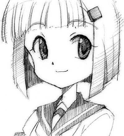 00s, 1girl, female_focus, gofu, greyscale, hair_ornament, hairclip, lowres