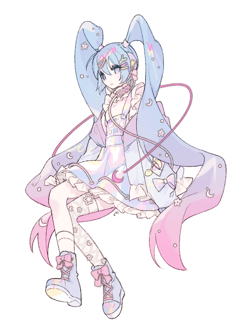 1girl, alternate_costume, arms_at_sides, belt_buckle, blue_eyes, blue_hair, blue_theme, breasts