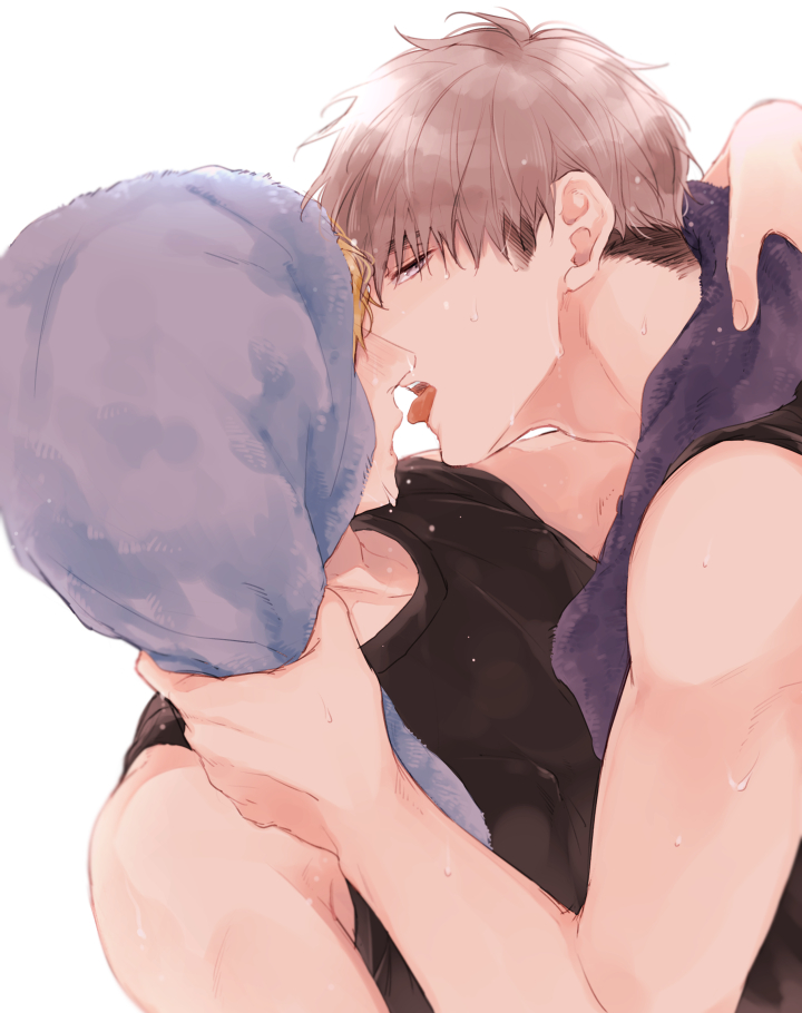 2boys, brothers, haikyuu!!, incest, miya_atsumu, miya_osamu, multiple_boys, short_hair, siblings, tongue, towel, towel_around_neck, towel_on_head, twins, yaoi, ynk_vv