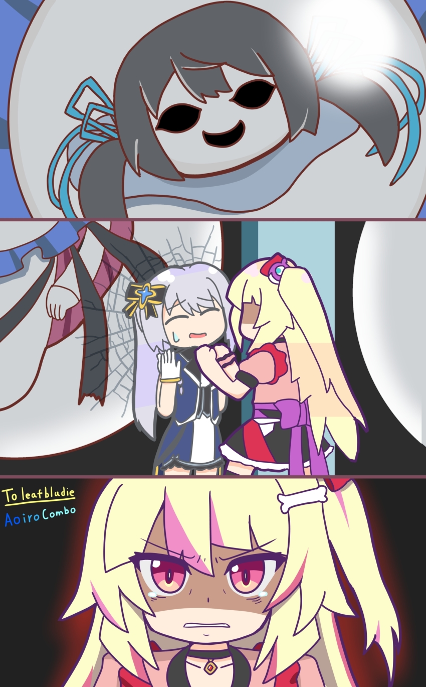 aoirocombo, ashley_taylor, black_choker, black_hair, blonde_hair, bone_hair_ornament, bow, cartoon_bone