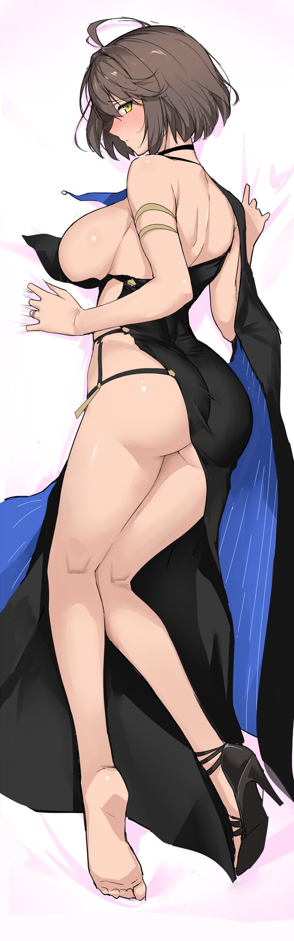 1girl, azur_lane, baltimore_(azur_lane), baltimore_(evening_breeze_minuet)_(azur_lane), black_dress, blush, breasts, brown_hair