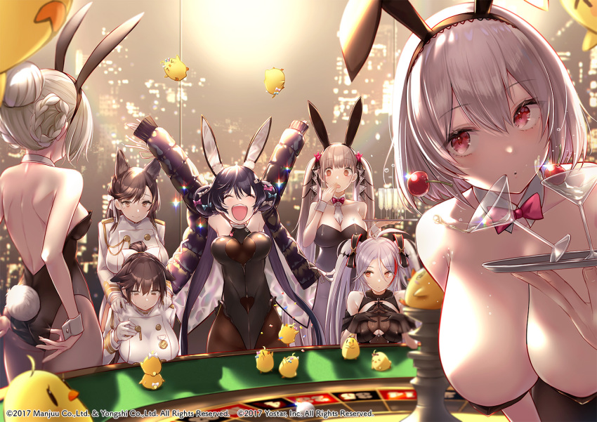 6+girls, adjusting_clothes, adjusting_leotard, allen_m._sumner_(azur_lane), allen_m._sumner_(charming_rabbit)_(azur_lane), animal_ears, ass, atago_(azur_lane)