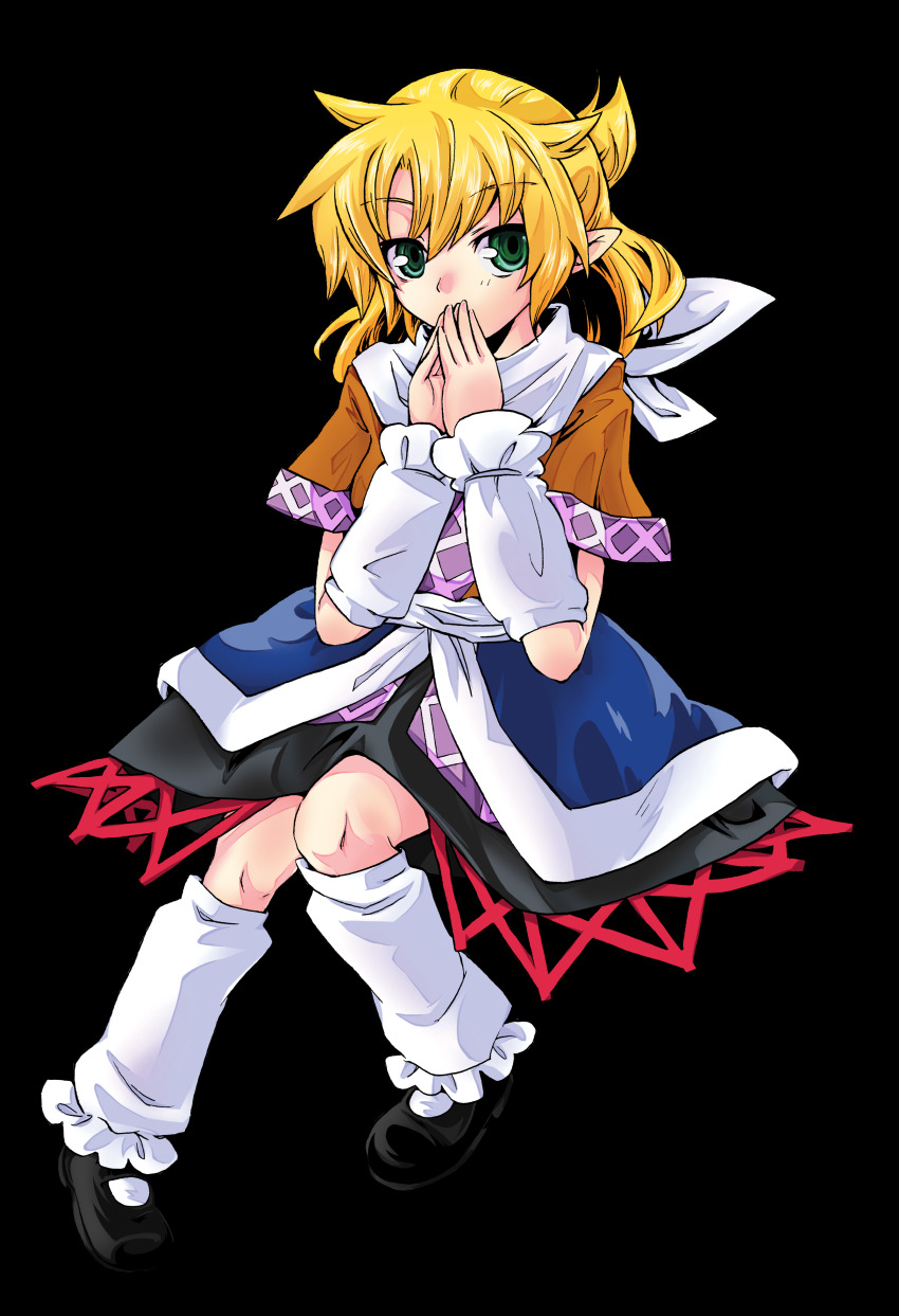 1girl, absurdres, arm_warmers, asamori, black_shoes, black_skirt, blonde_hair, brown_shirt