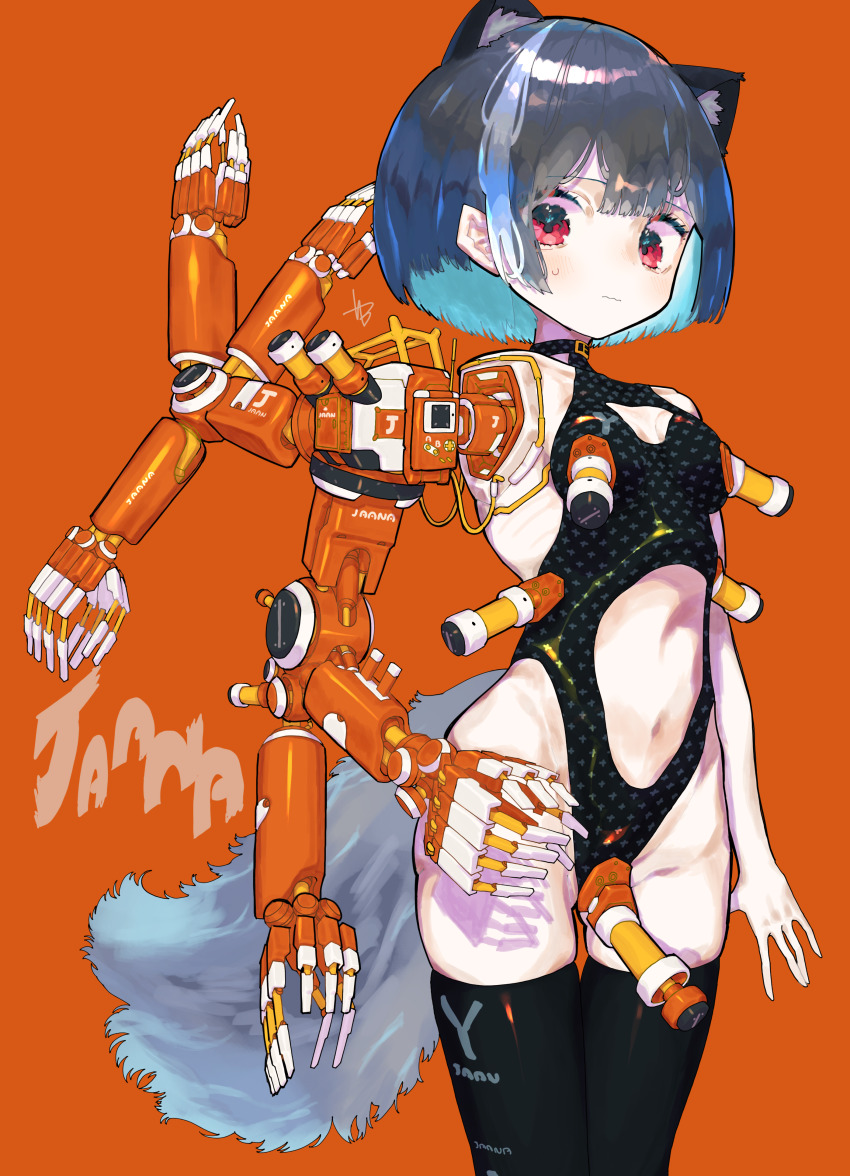 1girl, absurdres, animal_ears, aqua_hair, black_thighhighs, blush, clothing_cutout, colored_inner_hair