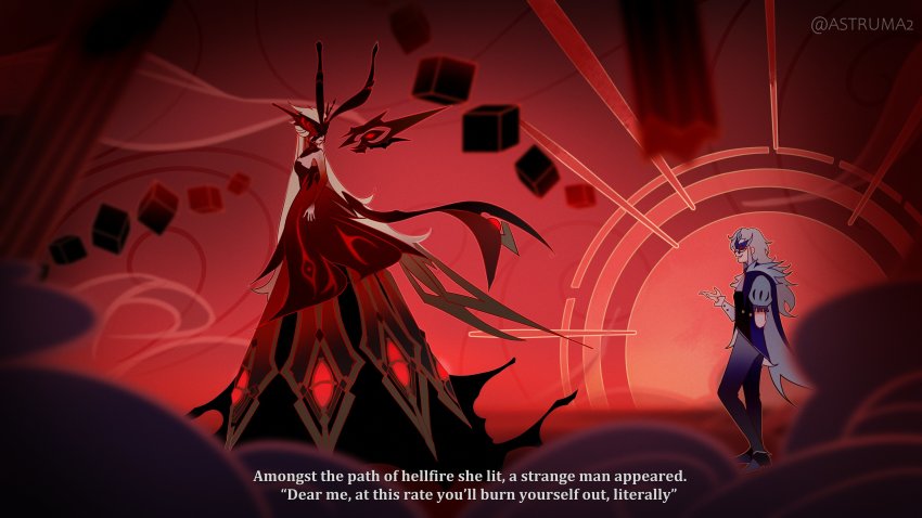 1boy, 1girl, absurdres, antennae, aqua_hair, arm_behind_back, ascot, astruma2