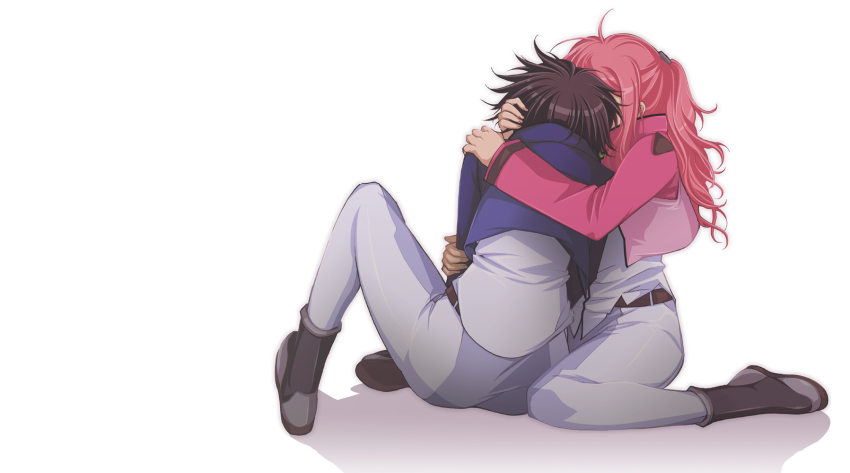 00s, 1boy, 1girl, comforting, couple, feldt_grace, gundam, gundam_00