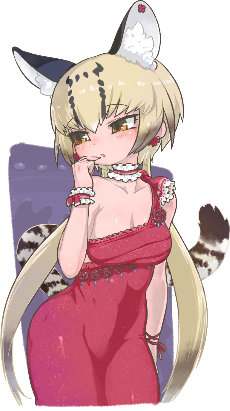 1girl, alternate_costume, animal_ears, blonde_hair, brown_hair, cat_ears, cat_girl, cat_tail