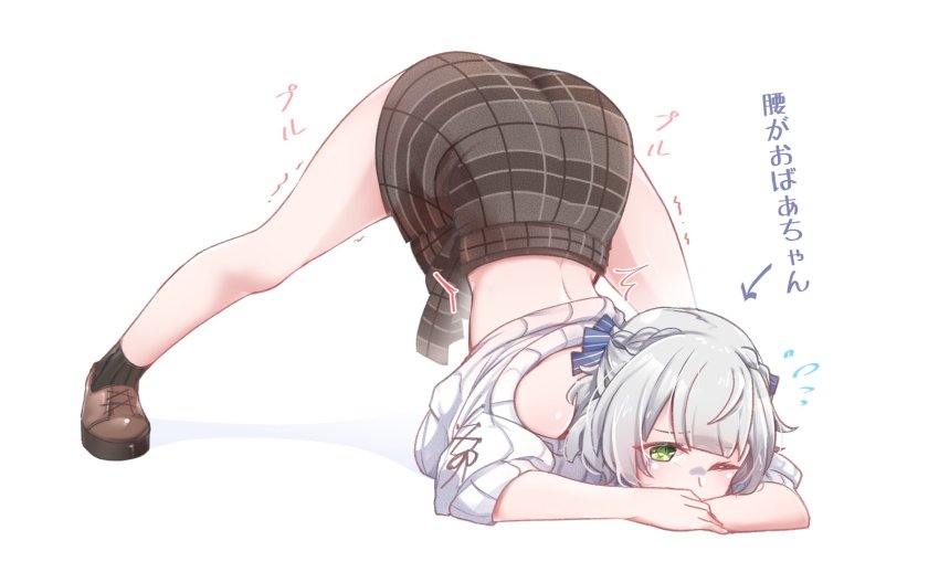 1girl, blush, bow, braid, green_eyes, hair_bow, hands_on_ground, highres