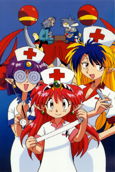 1990s_(style), 2boys, 3girls, aged_up, arara_cocoa, arara_milk, baba_lamune, bandages