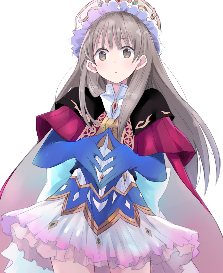 1girl, atelier_(series), atelier_lulua, atelier_totori, blue_gloves, brown_eyes, brown_hair, capelet