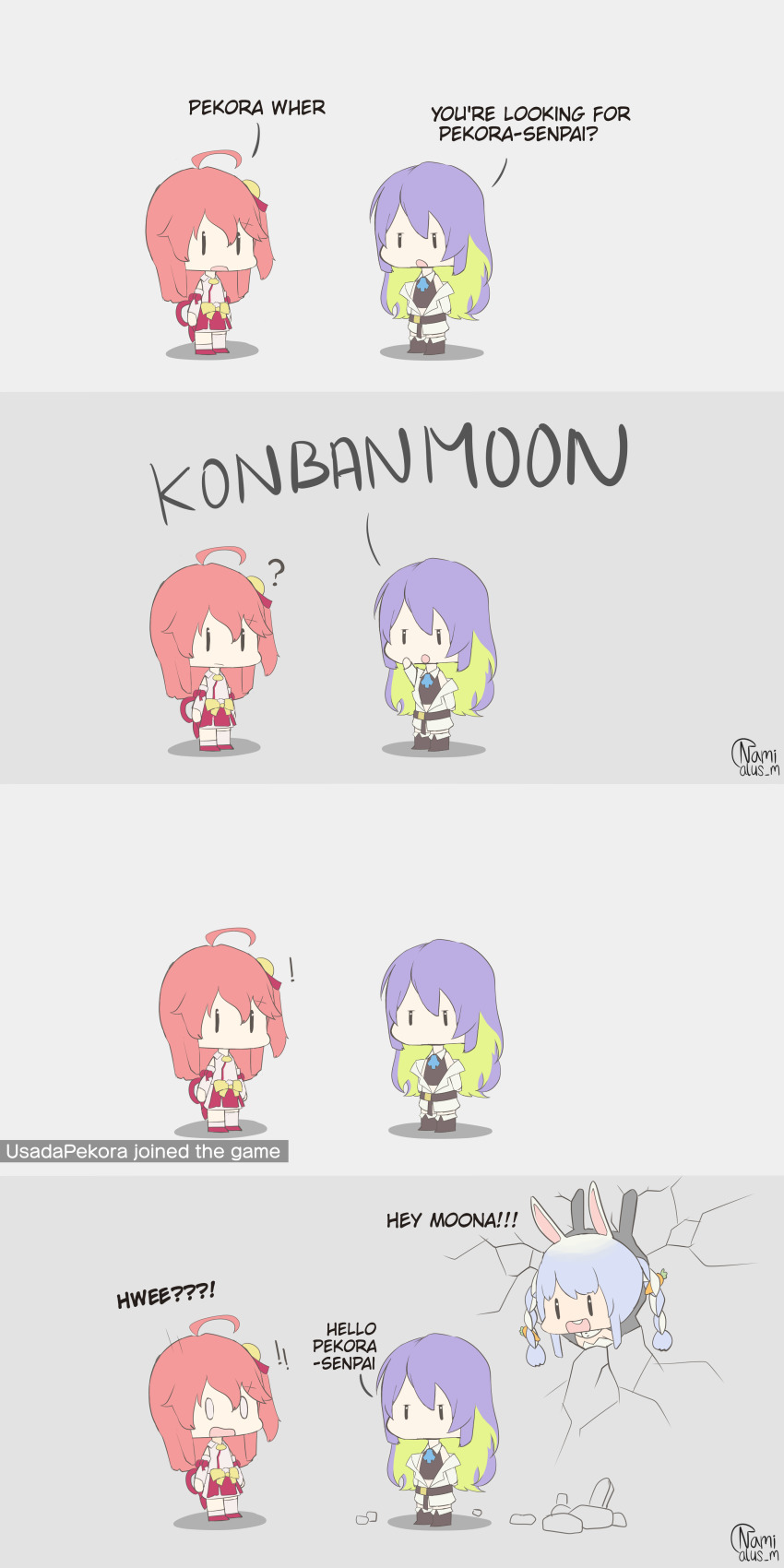3girls, absurdres, animal_ears, black_eyes, blue_hair, braid, chibi, comic