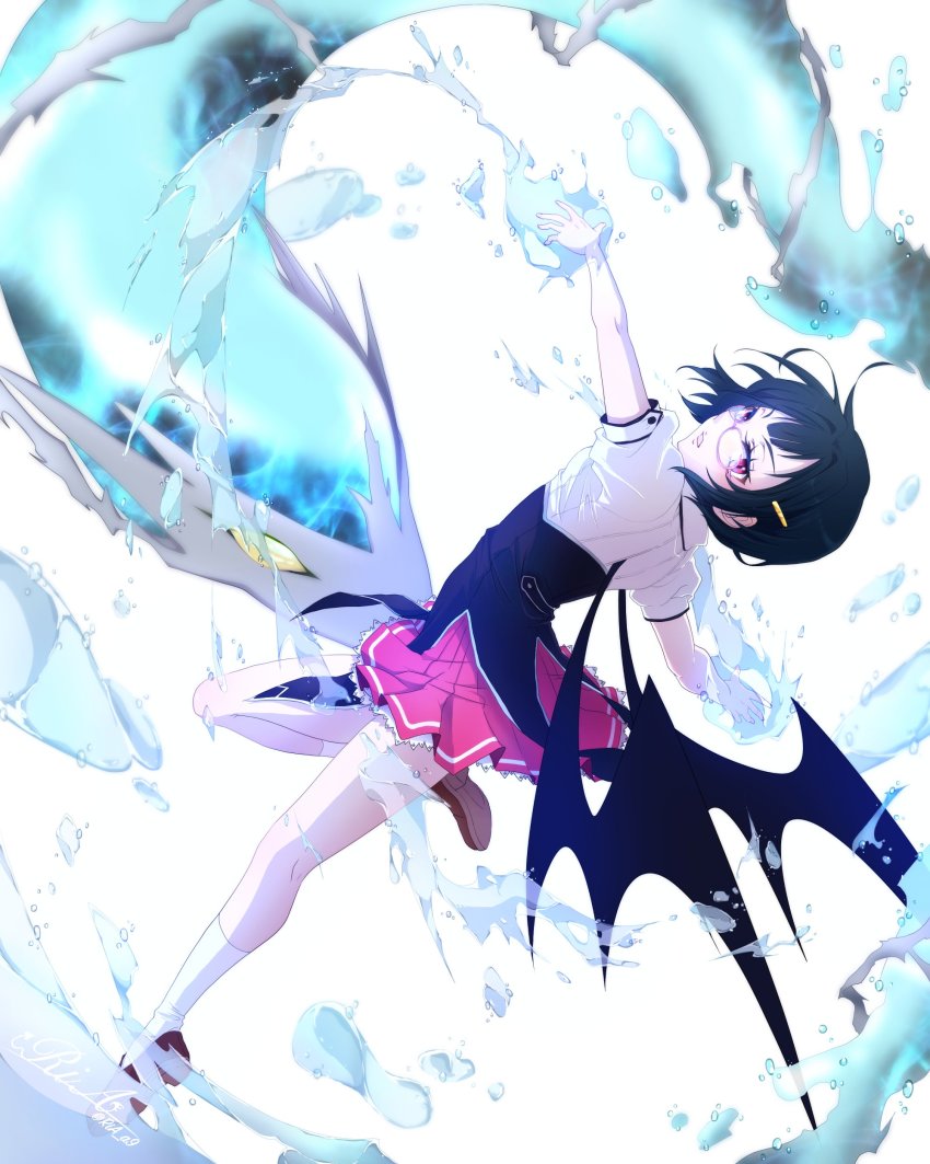 absurdres, black_hair, demon_wings, dragon, glasses, high_school_dxd, highres, magic