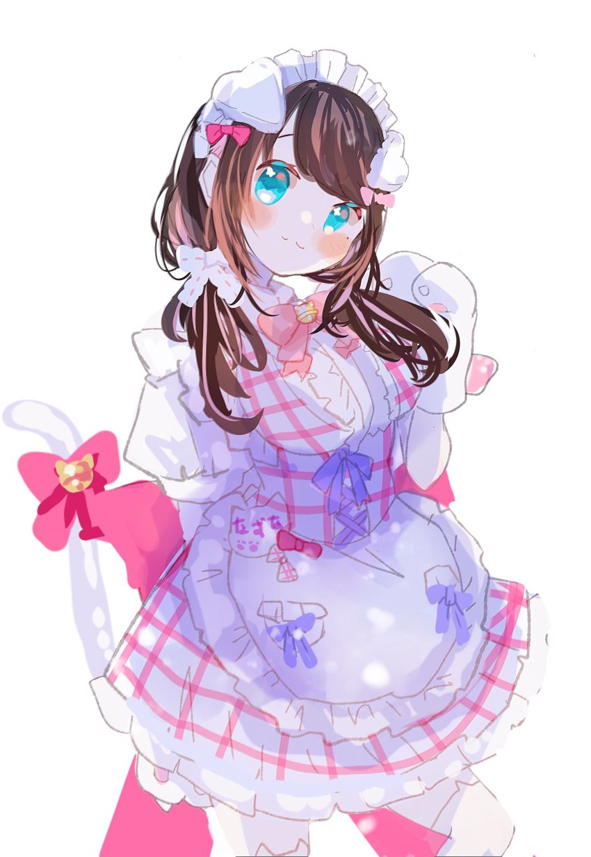 1girl, alternate_costume, alternate_hairstyle, animal_ears, animal_hands, apron, bad_id, bad_twitter_id