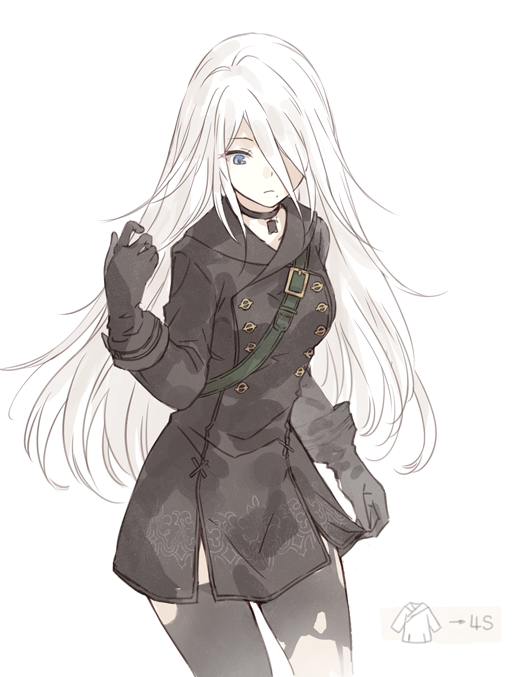 1girl, 4s_(nier:automata)_(cosplay), a2_(nier:automata), asymmetrical_legwear, bat_(coumori), black_choker, black_gloves, black_thighhighs