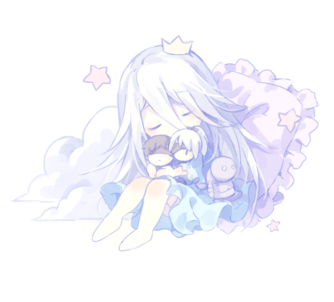 1girl, aged_down, alternate_costume, bat_(coumori), black_hair, blindfold, commentary_request, crown