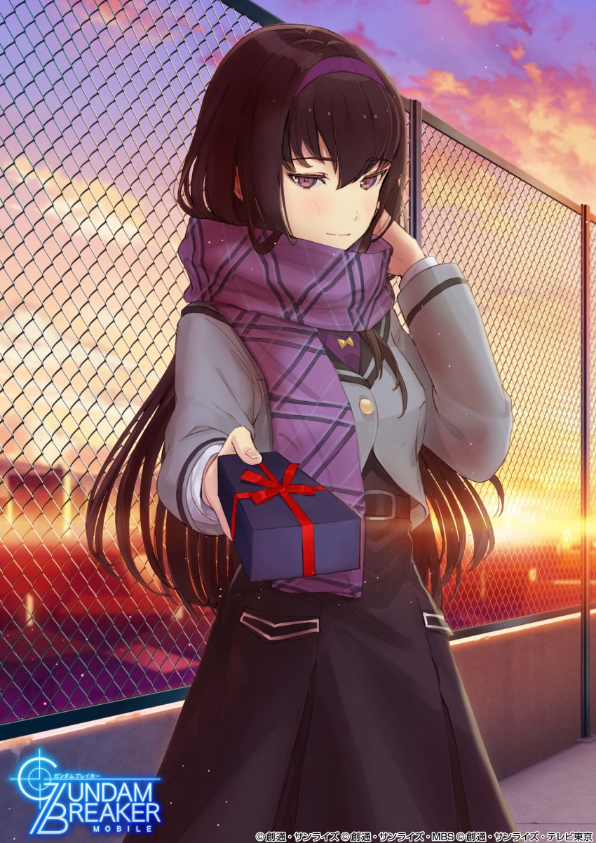 1girl, absurdres, artist_request, belt, belt_buckle, black_hair, black_skirt, blurry