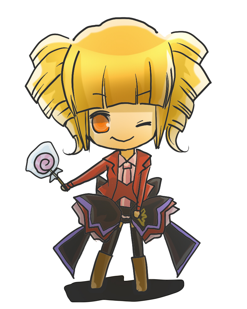 00s, 1girl, bad_id, bad_pixiv_id, beelzebub_(umineko), blonde_hair, candy, drill_hair