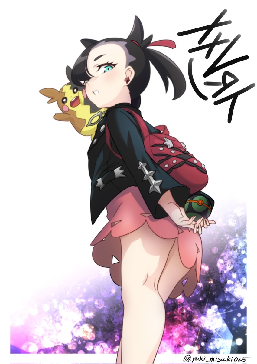 1girl, backpack, bag, black_hair, black_jacket, blush, commentary_request, dress