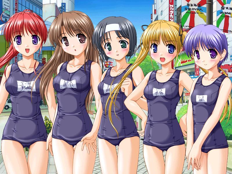 00s, 5girls, akiyama_fumio, amagasaki_mikoto, bekkankou, black_hair, blonde_hair, blue_eyes