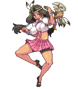 1girl, breasts, brown_hair, dark-skinned_female, dark_skin, large_breasts, lowres, matsuri_(senran_kagura)