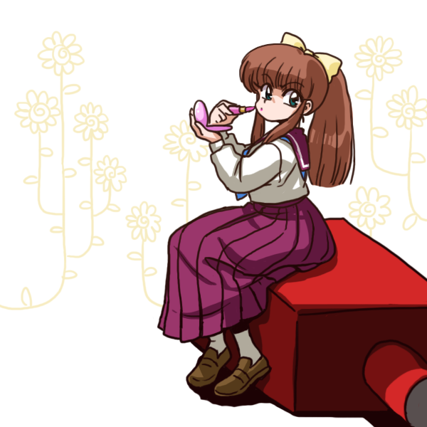 1boy, brown_hair, crossdressing, crossdressing_(mtf), kurenai_tsubasa, lipstick, makeup, ranma_1/2