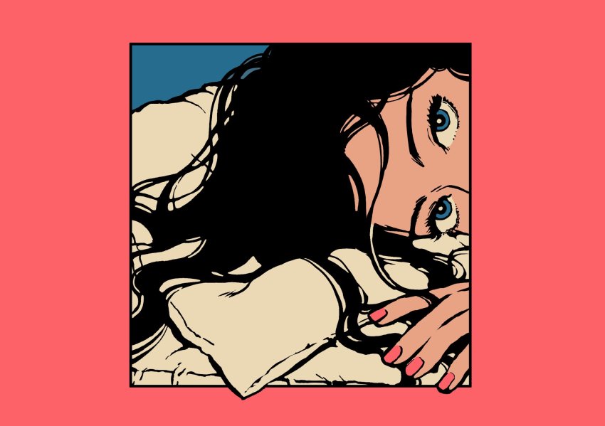 1girl, black_hair, blue_eyes, border, bright_pupils, highres, long_hair, looking_at_viewer