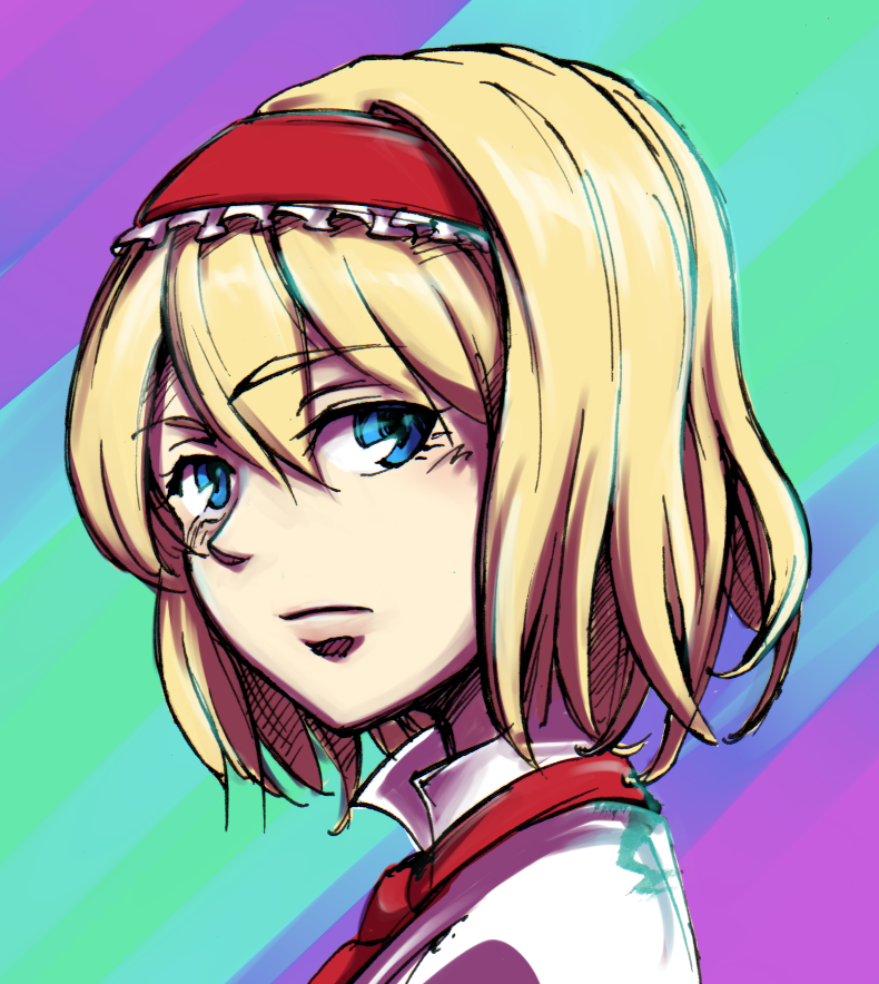 1girl, alice_margatroid, bad_id, bad_pixiv_id, blonde_hair, blue_eyes, female_focus, hairband