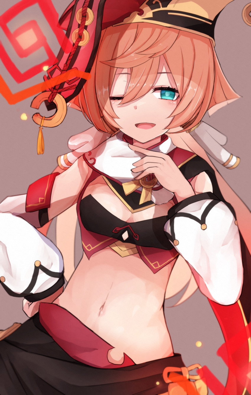 1girl, ;d, absurdres, antlers, bare_shoulders, black_bra, bow, bra