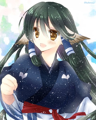 1girl, aged_up, ainu_clothes, animal_ears, aquaplus, aruruu, black_hair, breasts